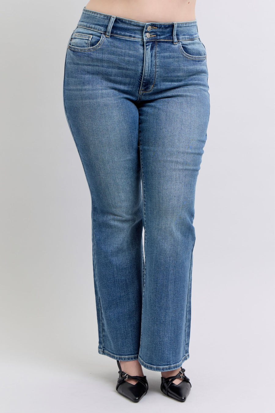 Halftime Show | High Waist Two Button Flare Jeans with Tint (Judy Blue Style 82630)