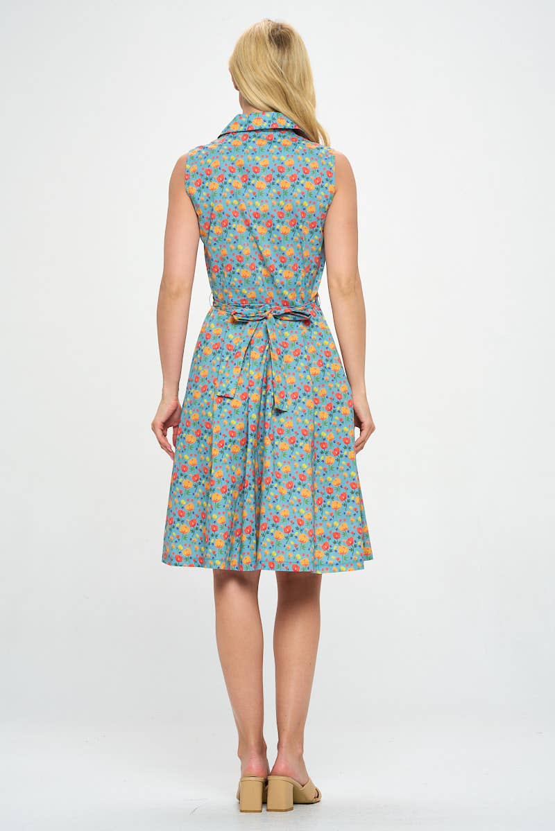 Sorrento | Sleeveless Flower Print Cotton Dress