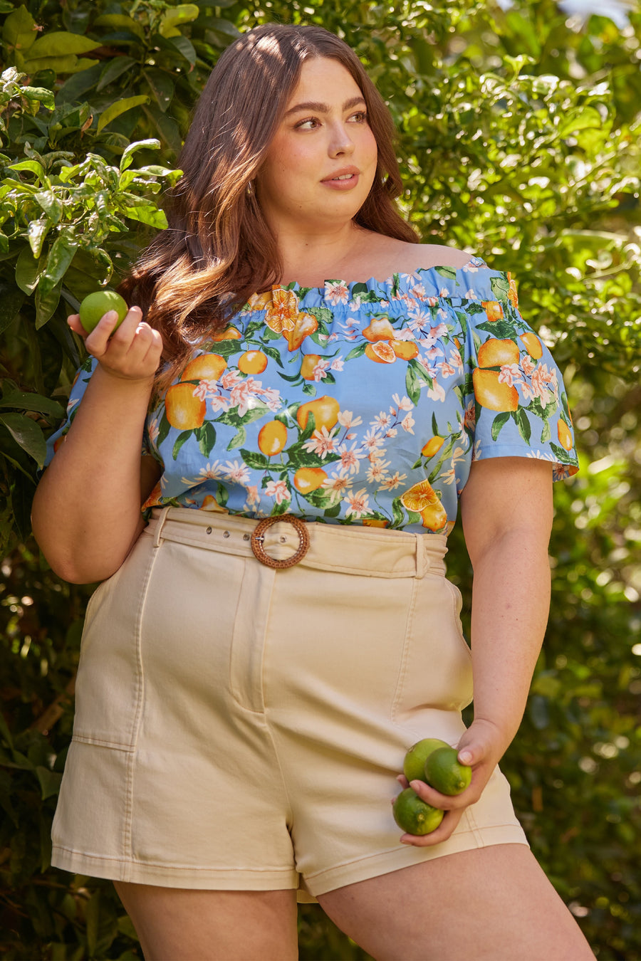 Squeeze The Day | Off Shoulder Print Cami Top | Citrus