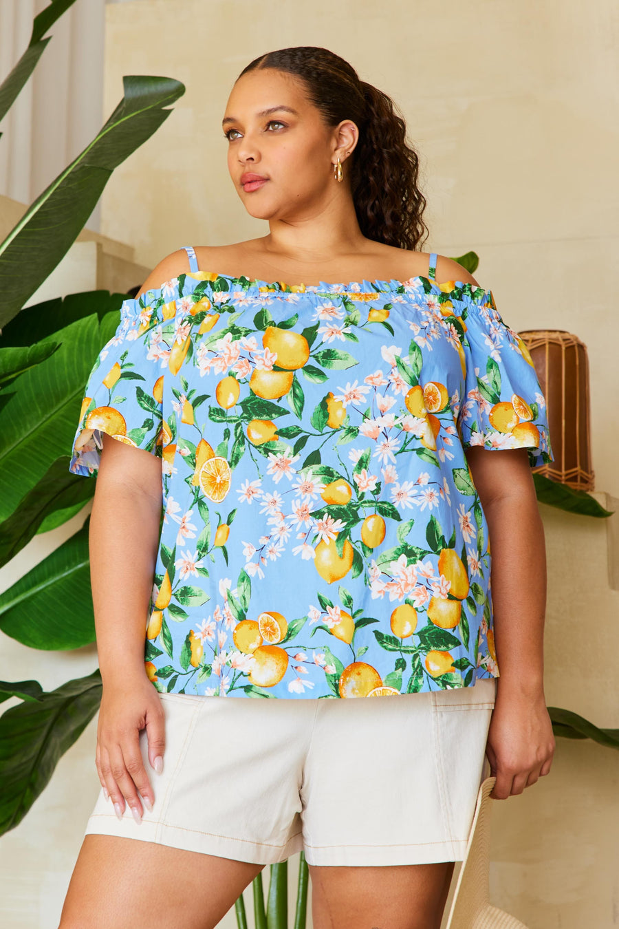 Squeeze The Day | Off Shoulder Print Cami Top | Citrus