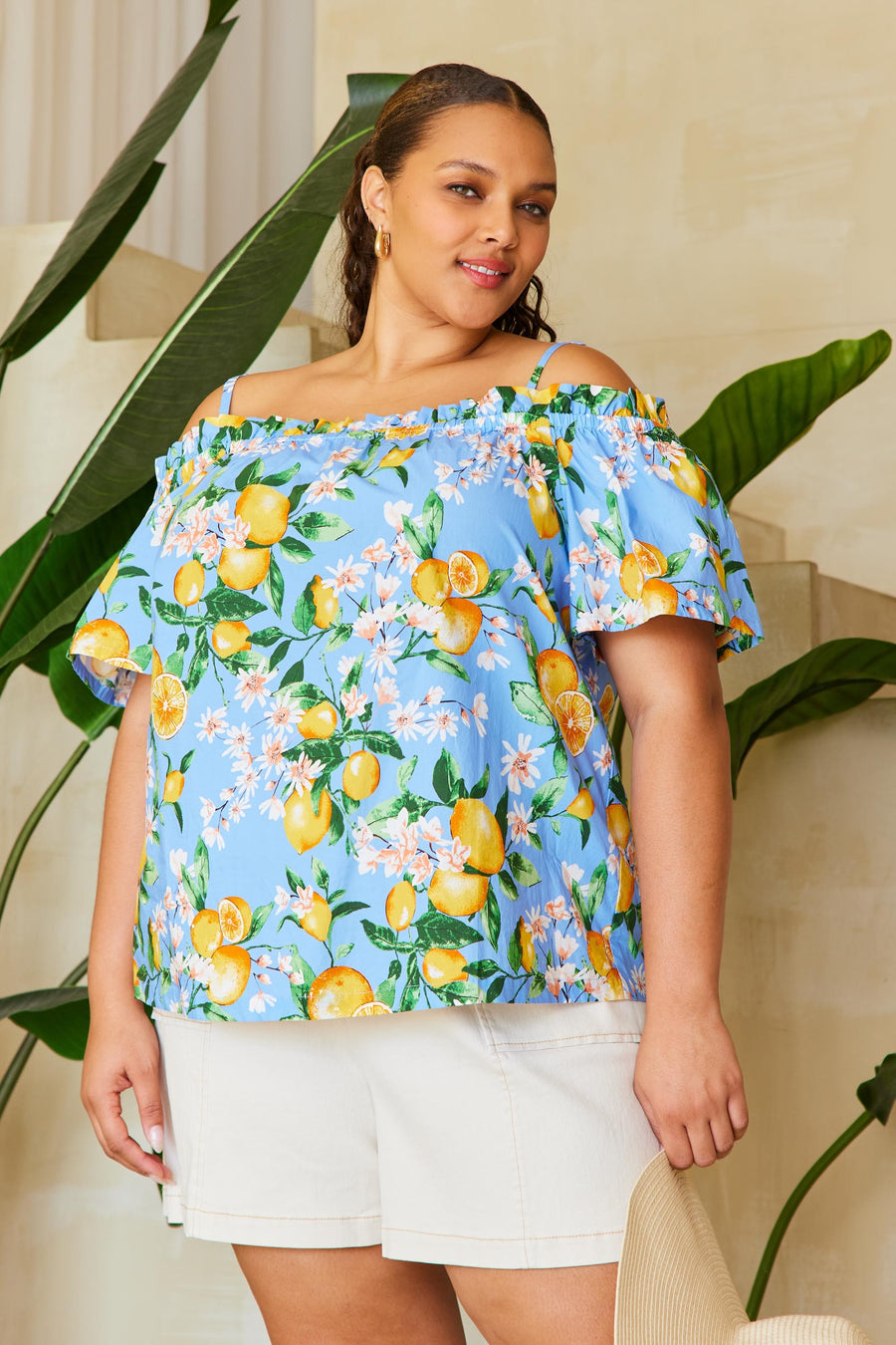 Squeeze The Day | Off Shoulder Print Cami Top | Citrus