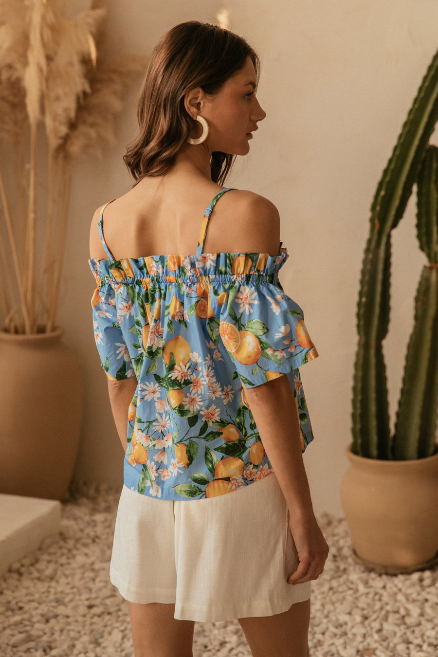 Squeeze The Day | Off Shoulder Print Cami Top | Citrus