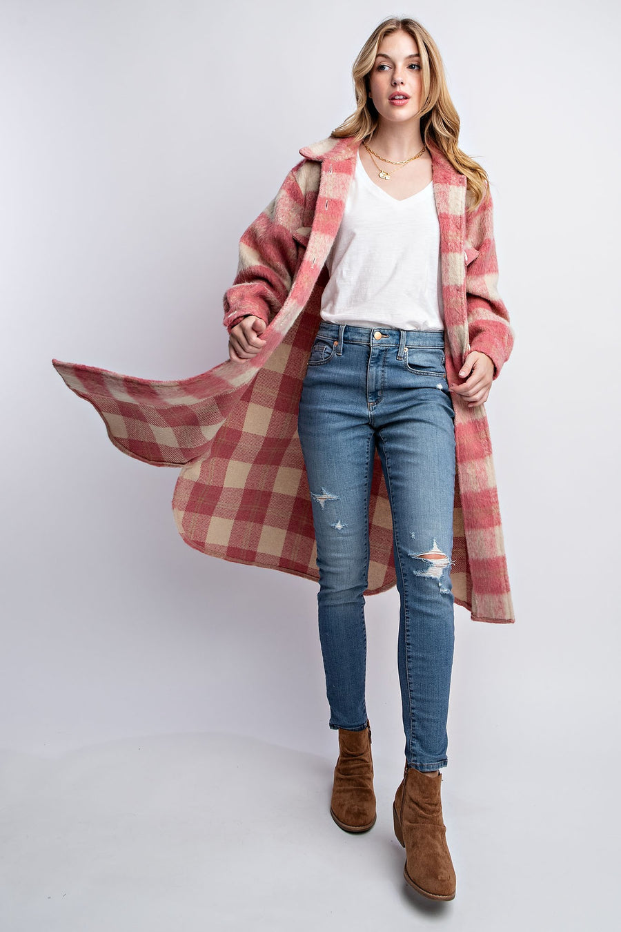 Adanac Shores | Oversized Plaid Jacket | Pink