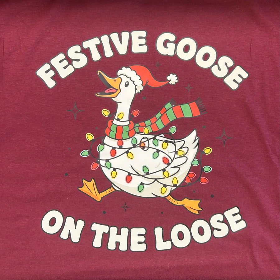 Festive Goose On The Loose | Graphic Tee (Youth + Adult Sizes)