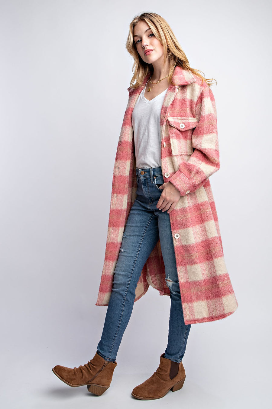 Adanac Shores | Oversized Plaid Jacket | Pink