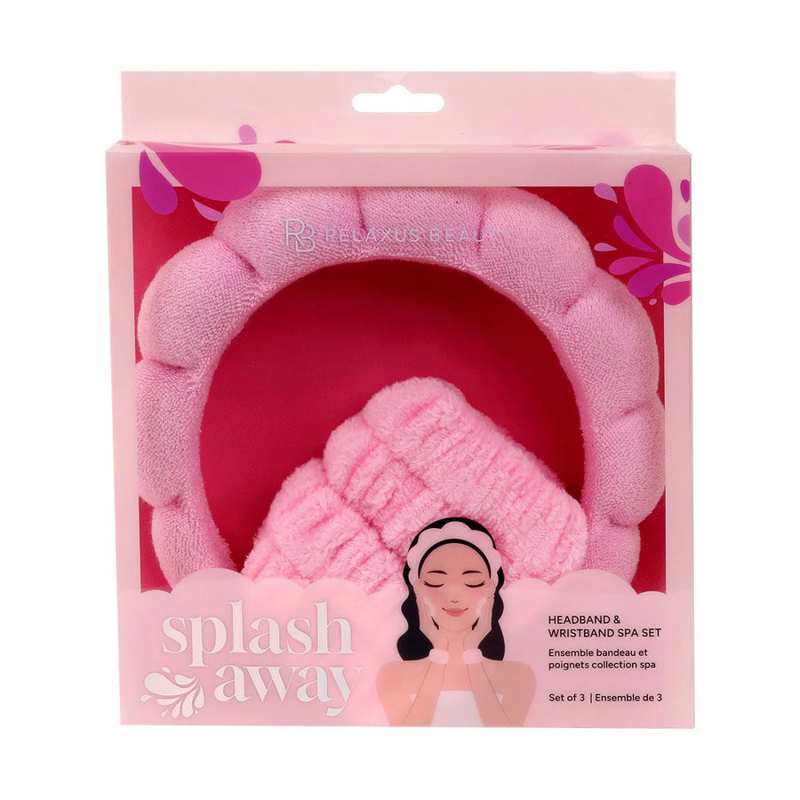 Splash Away | Headband, Scrunchie and Wristband Spa Set | Pink