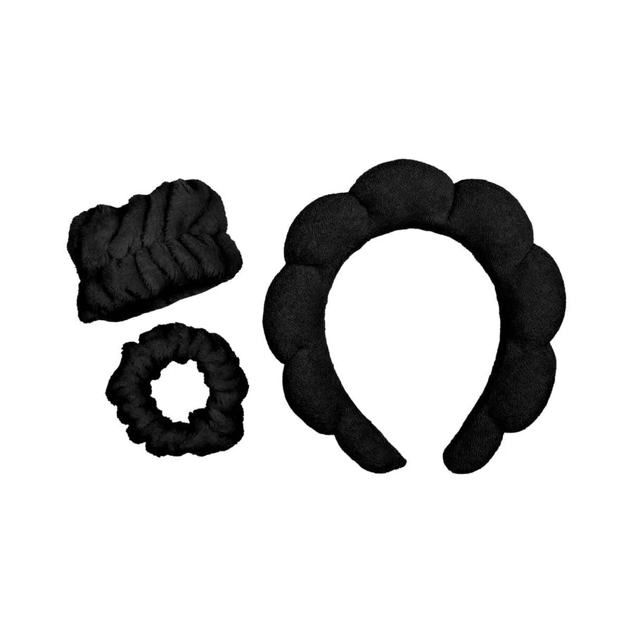 Splash Away | Headband, Scrunchie and Wristband Spa Set | Black