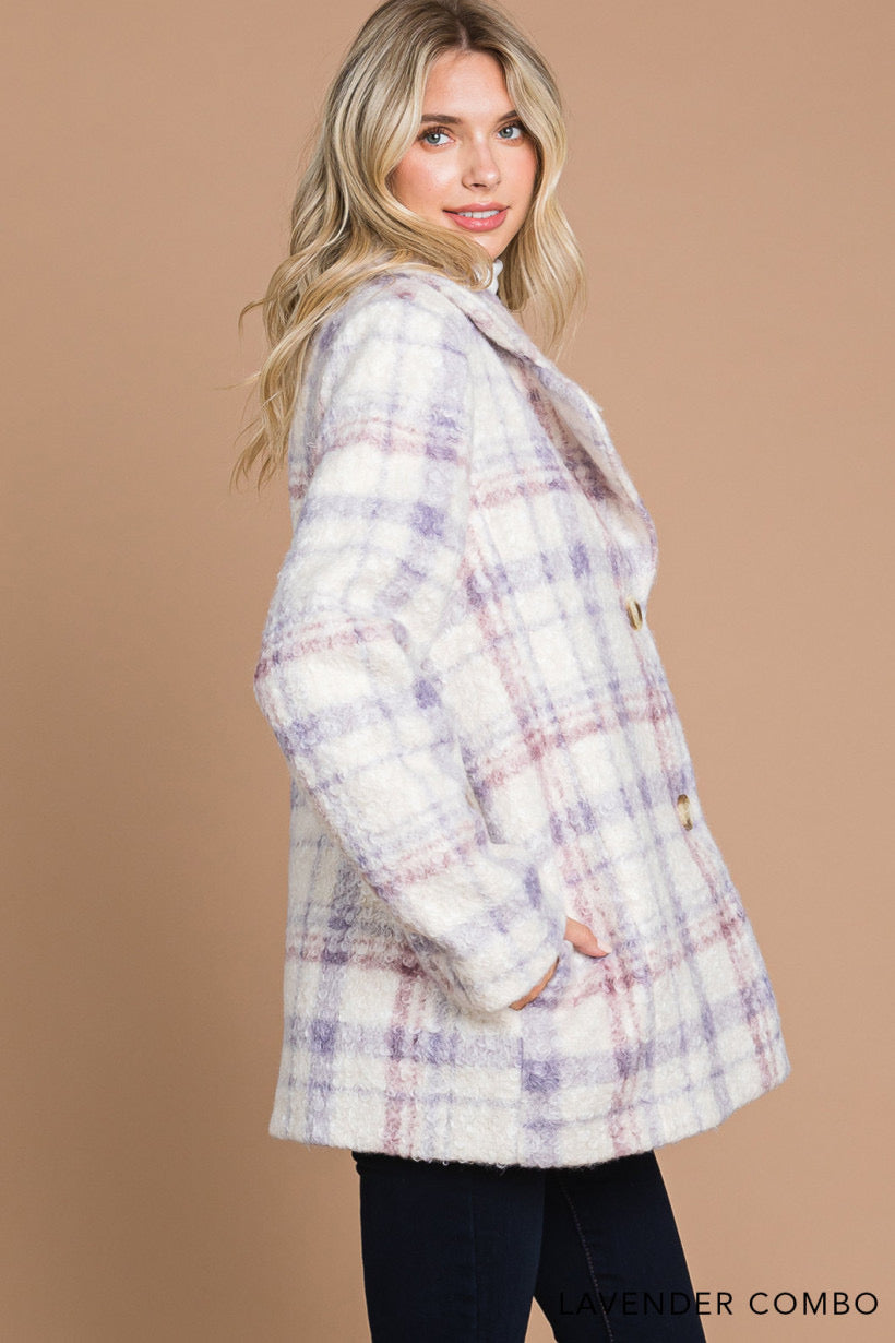 Chalet Escape | Brushed Plaid Tailored Jacket | Lavender Combo