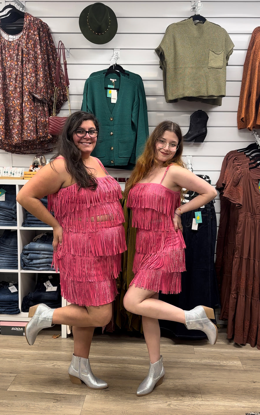 Shake It Off | Rhinestone Suede Fringe Mini Skirt | Fuchsia