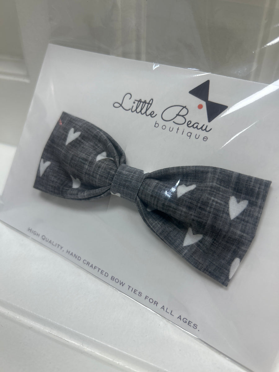 Grey Hearts Bow Tie | Little Beau Boutique