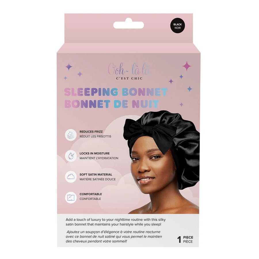 Satin Sleeping Bonnet | Black