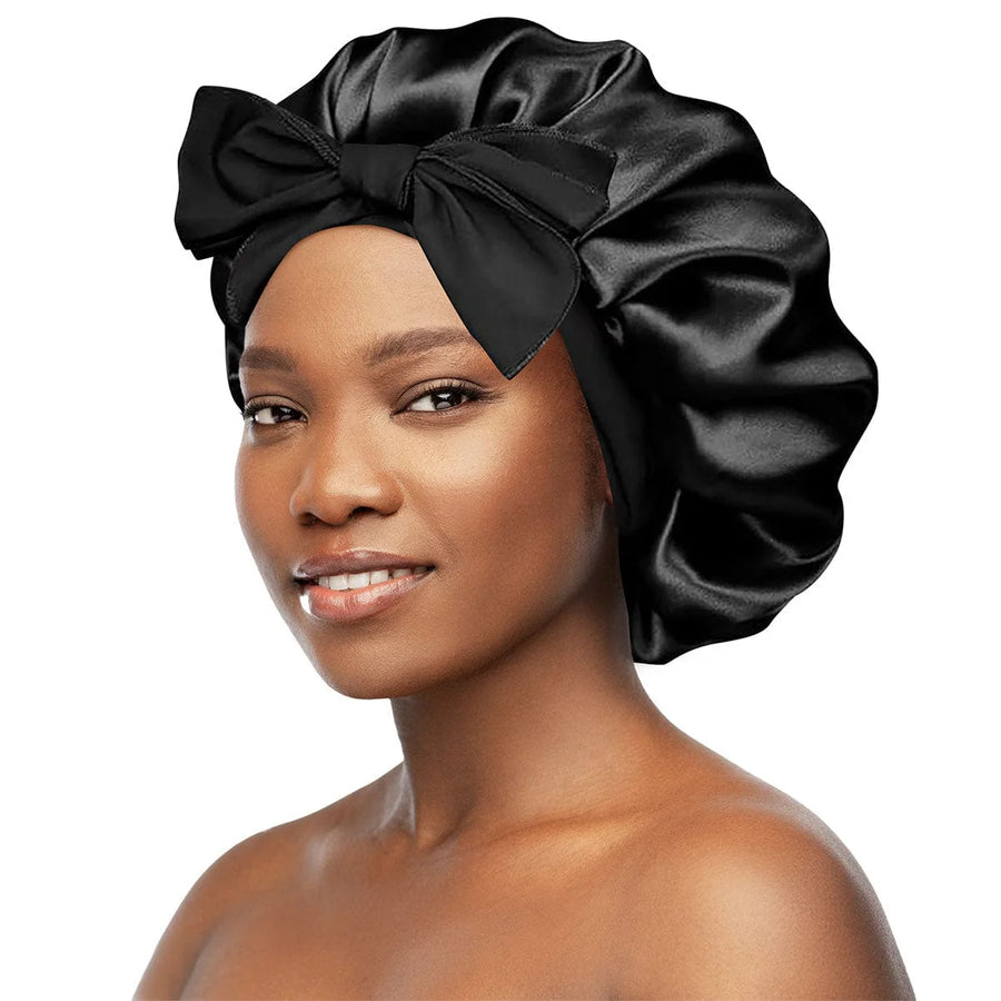 Satin Sleeping Bonnet | Black