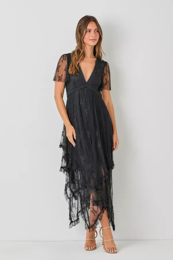 Delicate Desire | Embellished Lace Hem Dress