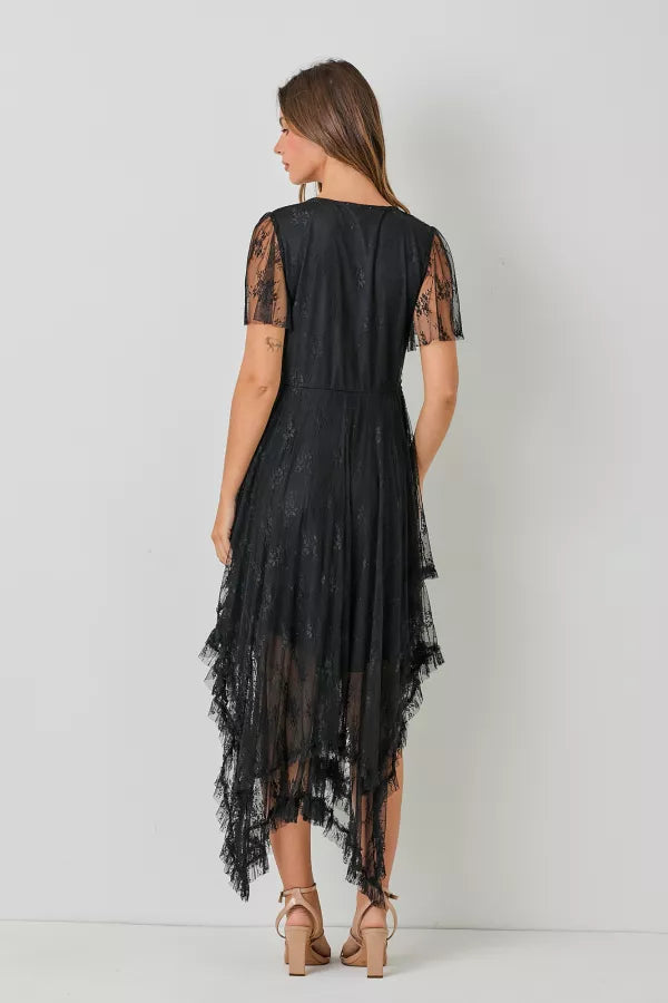 Delicate Desire | Embellished Lace Hem Dress