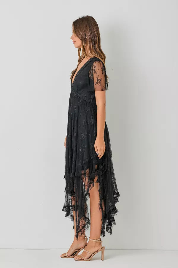 Delicate Desire | Embellished Lace Hem Dress