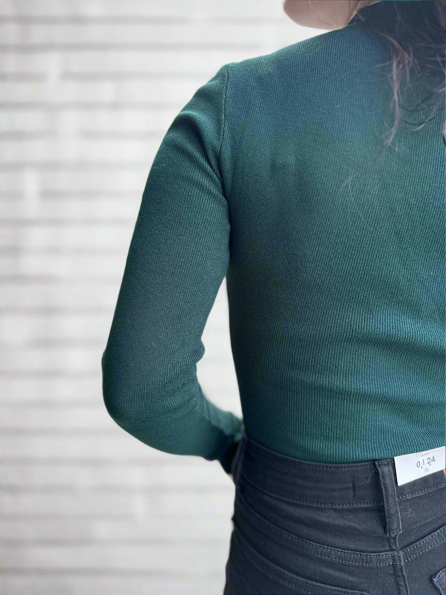 Bella Mock Neck Sweater Knit Top | Hunter Green