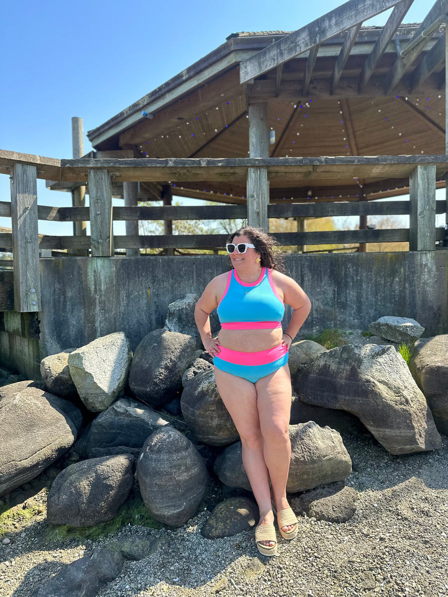 Bali Beach | Two Piece Swimsuit | Blue & Pink