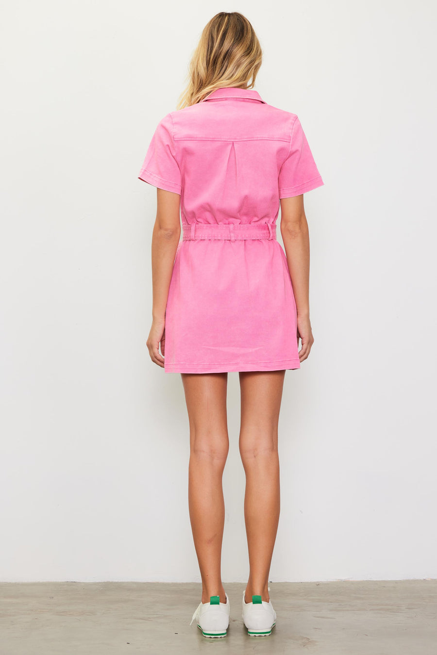 Margot | Front-Zip Utility Dress | Pink