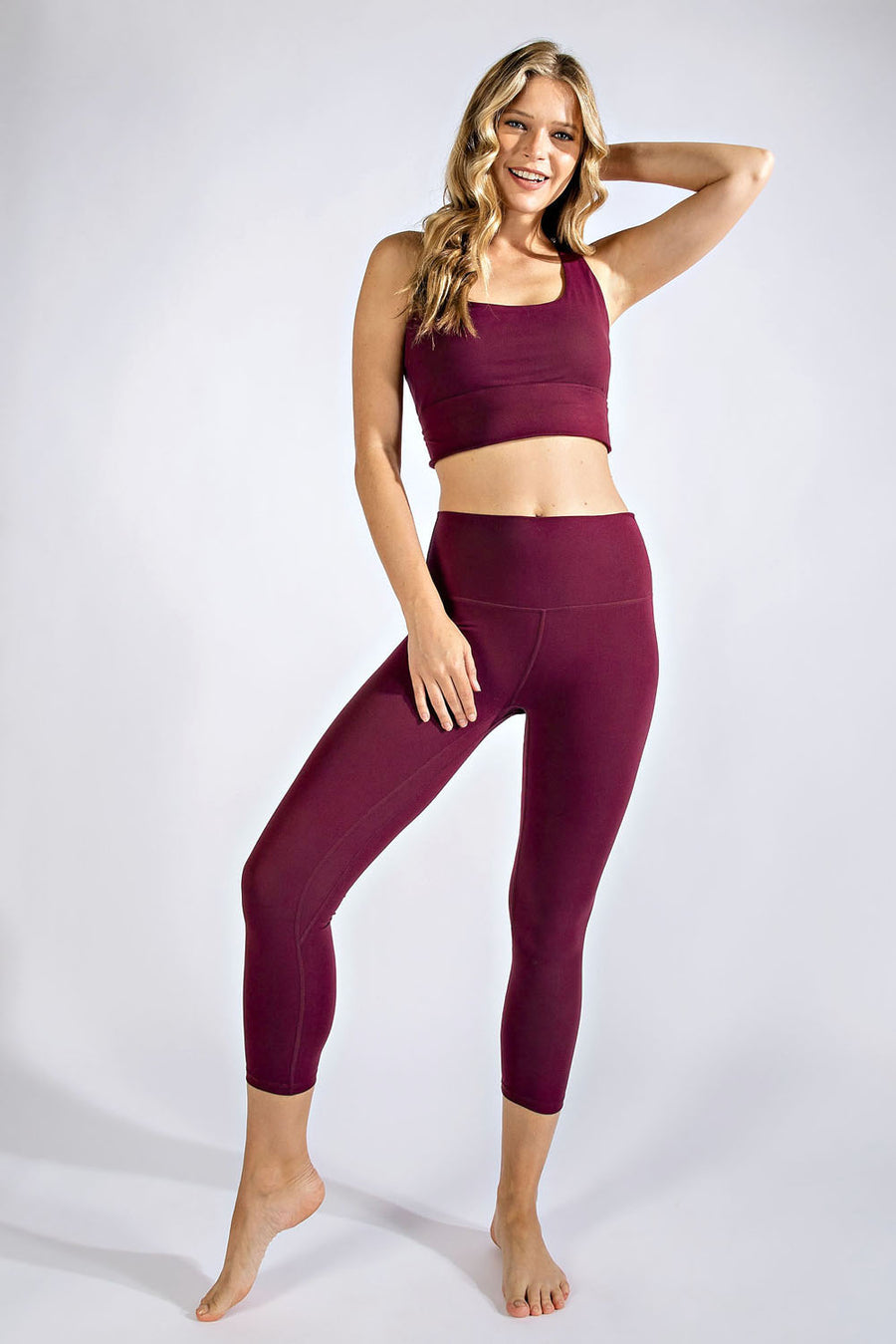 Ramona | Capri Length Yoga Pants With Two Line Inseam | Cassis