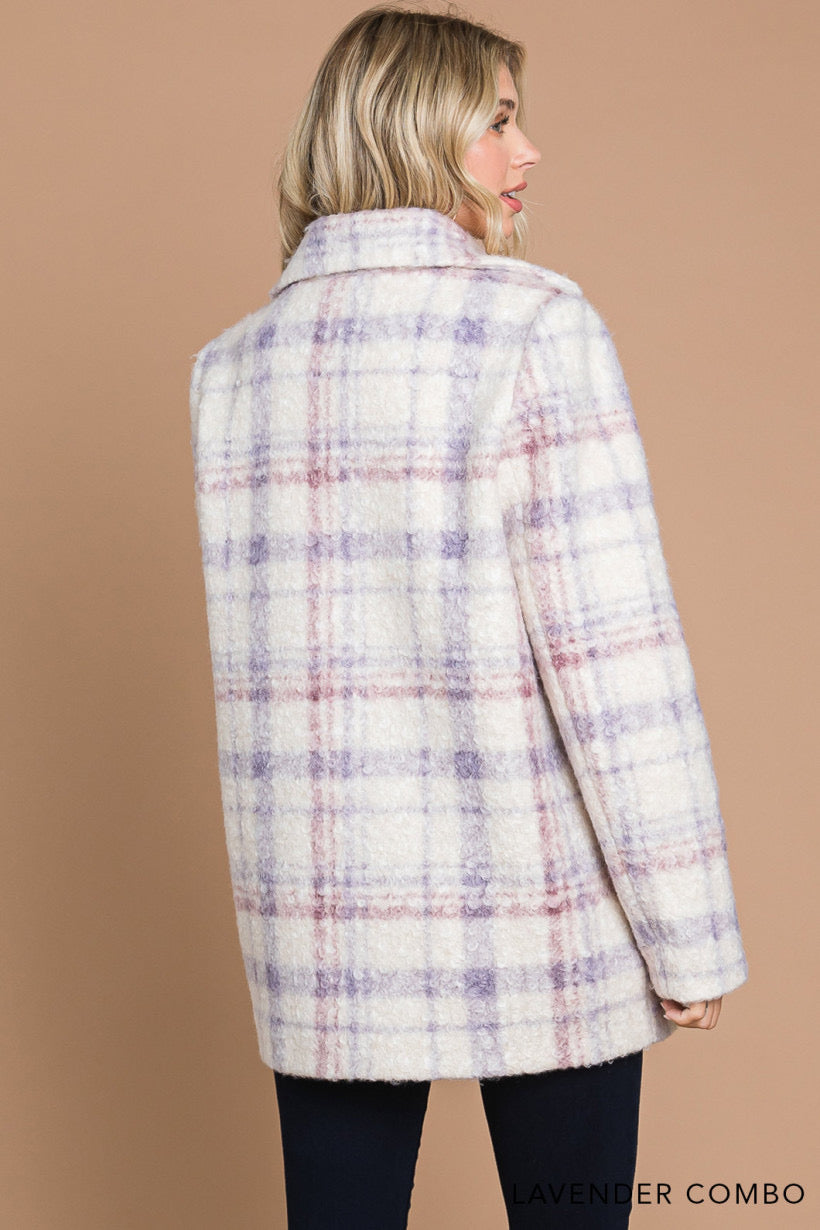 Chalet Escape | Brushed Plaid Tailored Jacket | Lavender Combo