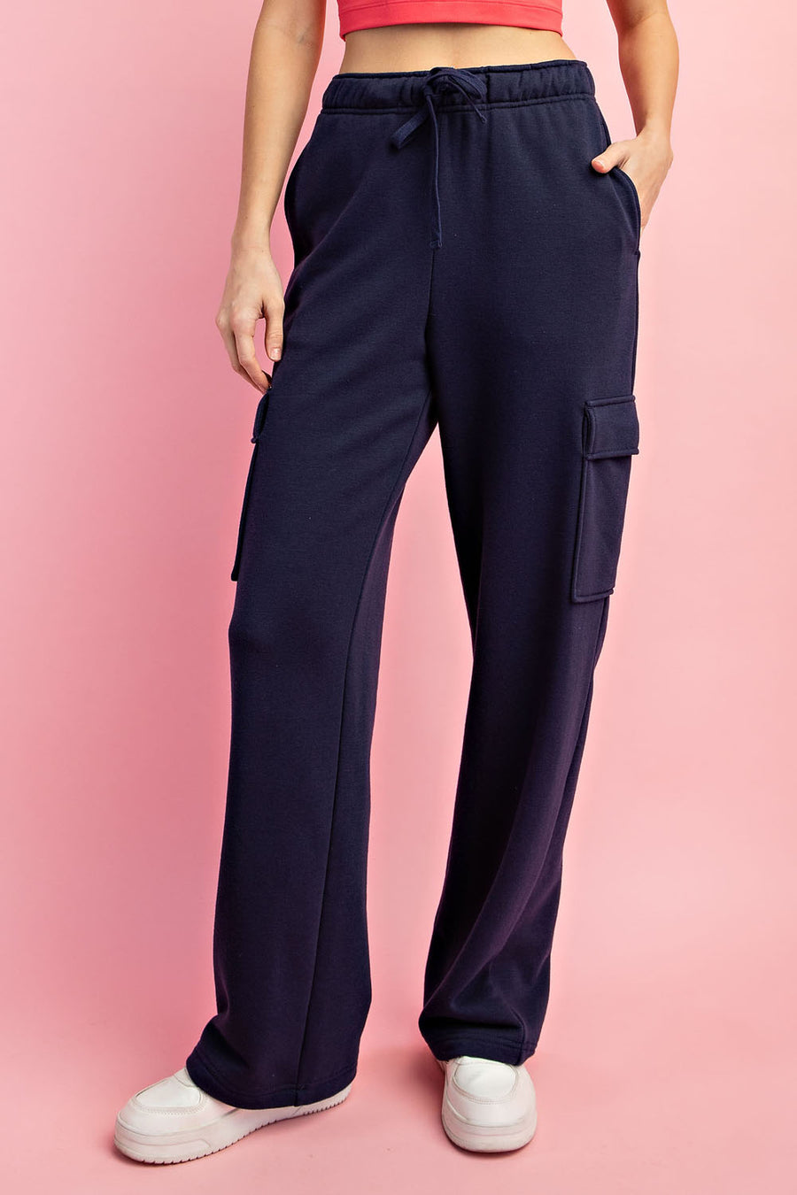 Bridget | French Terry Cargo Sweatpants | Navy