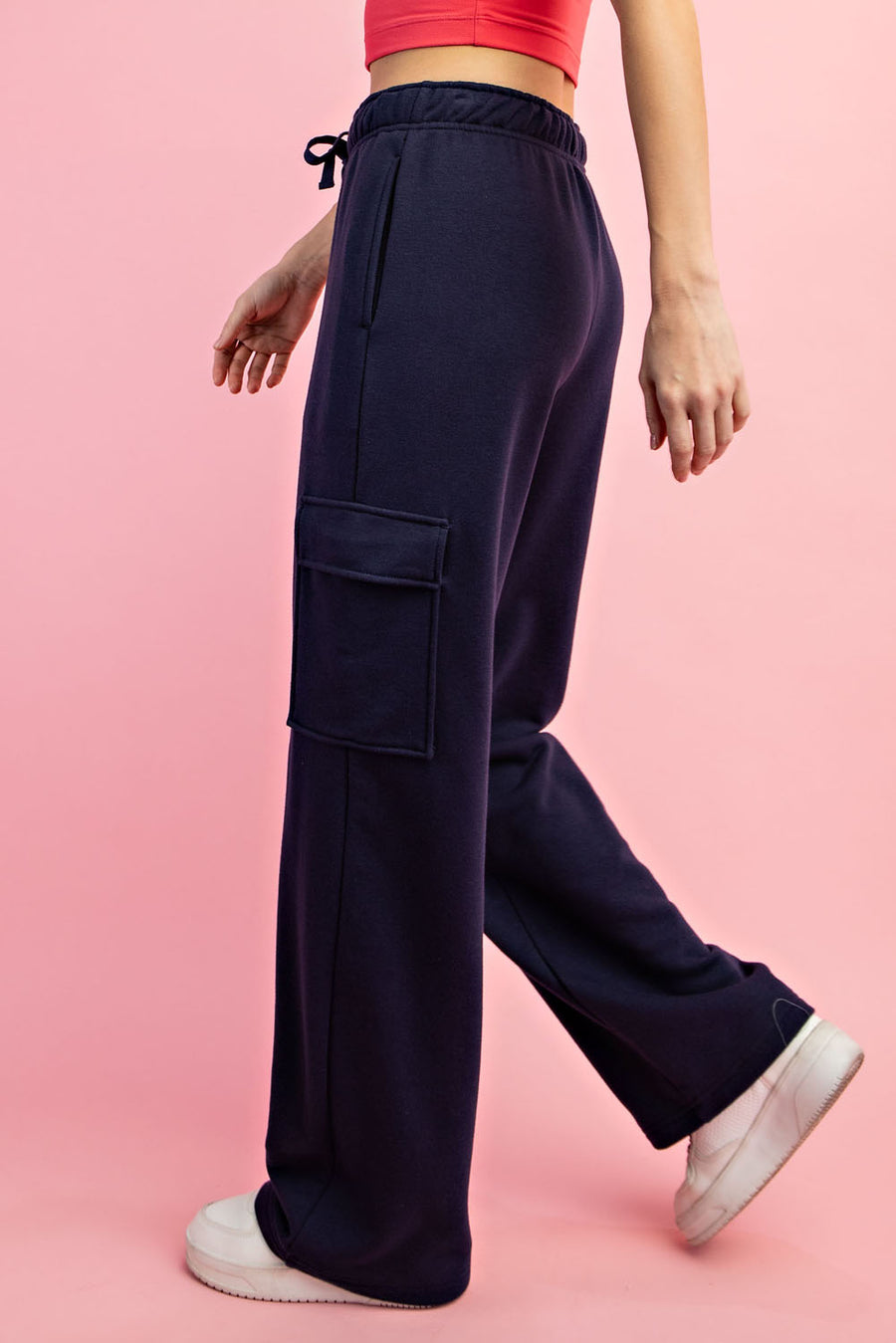 Bridget | French Terry Cargo Sweatpants | Navy