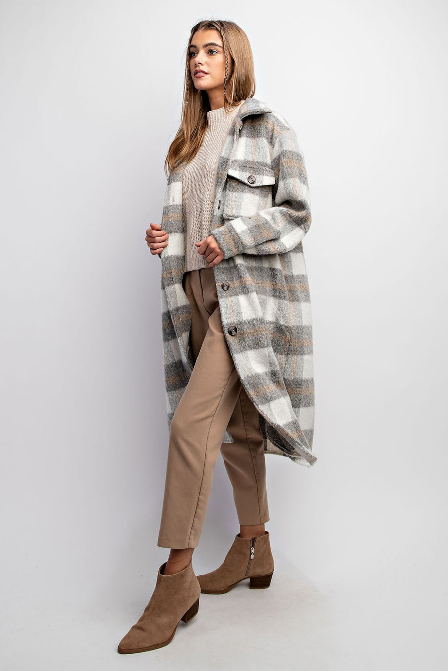 Adanac Shores | Oversized Plaid Jacket | Grey