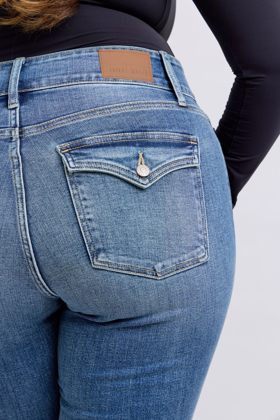 Halftime Show | High Waist Two Button Flare Jeans with Tint (Judy Blue Style 82630)