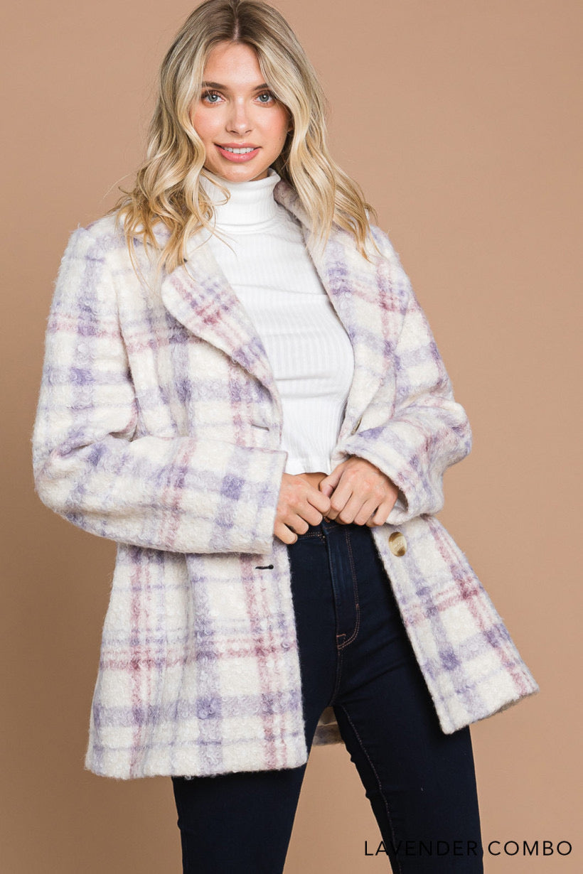 Chalet Escape | Brushed Plaid Tailored Jacket | Lavender Combo