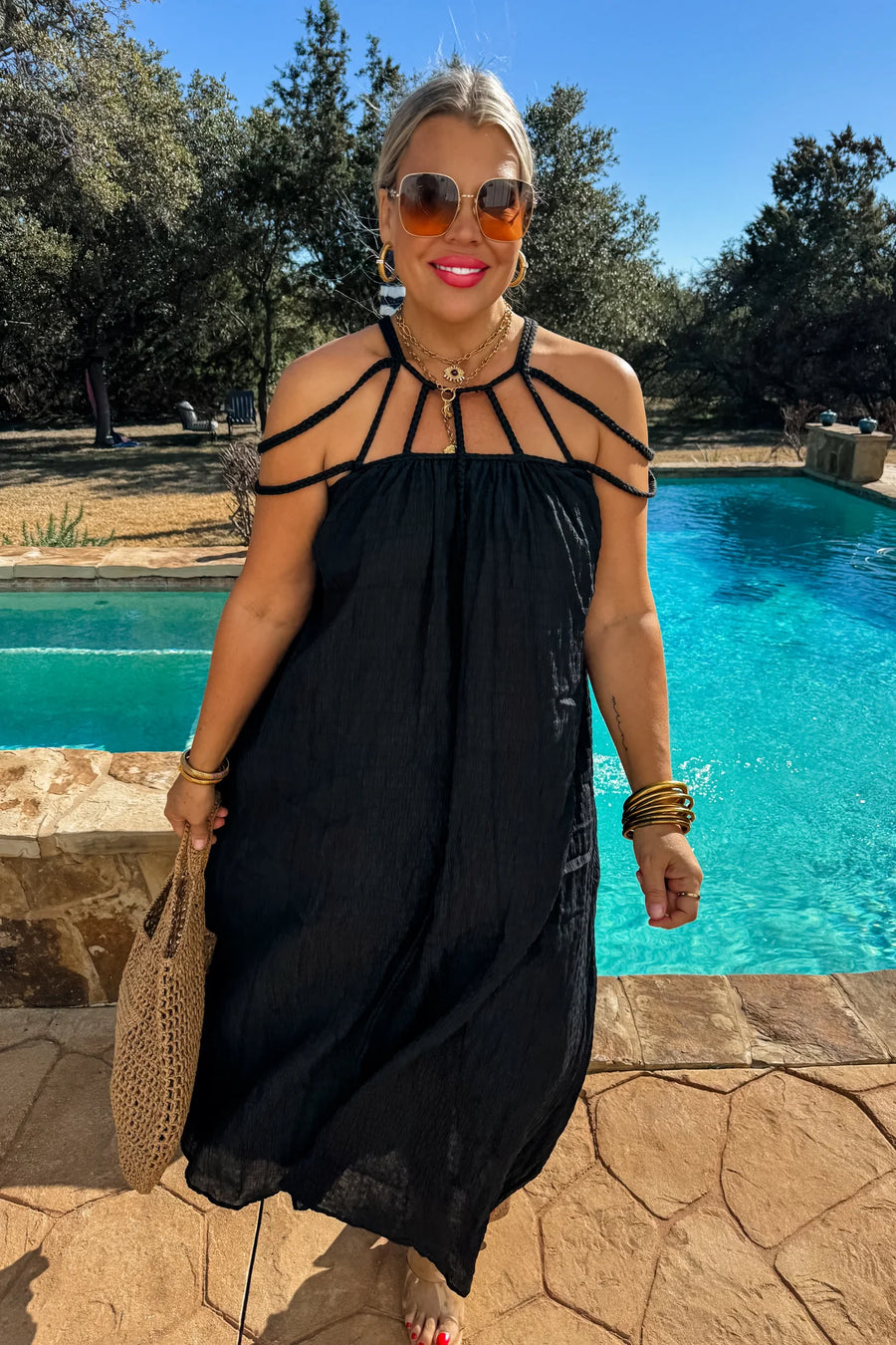Ciao Bella | Strappy Cover Up Dress | Black