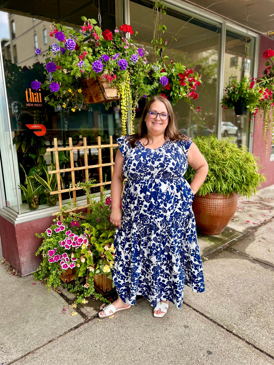 Serina Dress | Navy Floral