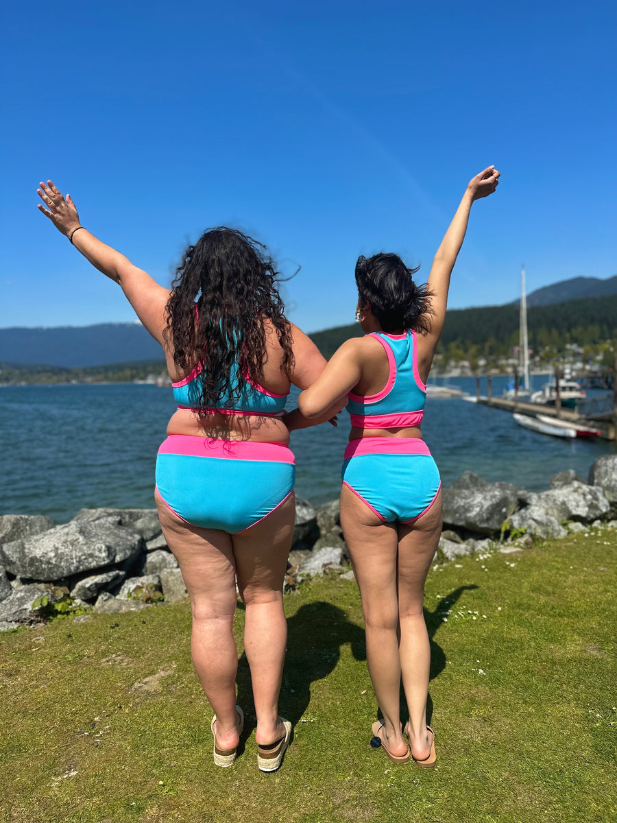Bali Beach | Two Piece Swimsuit | Blue & Pink