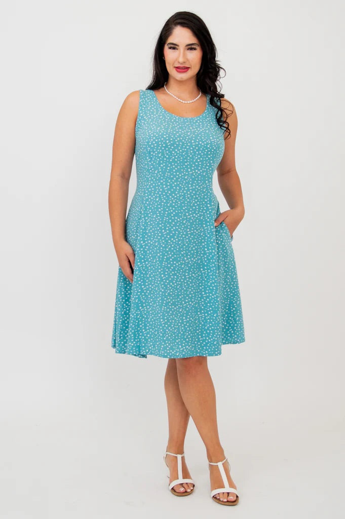 Sara Dress | Blue Polka