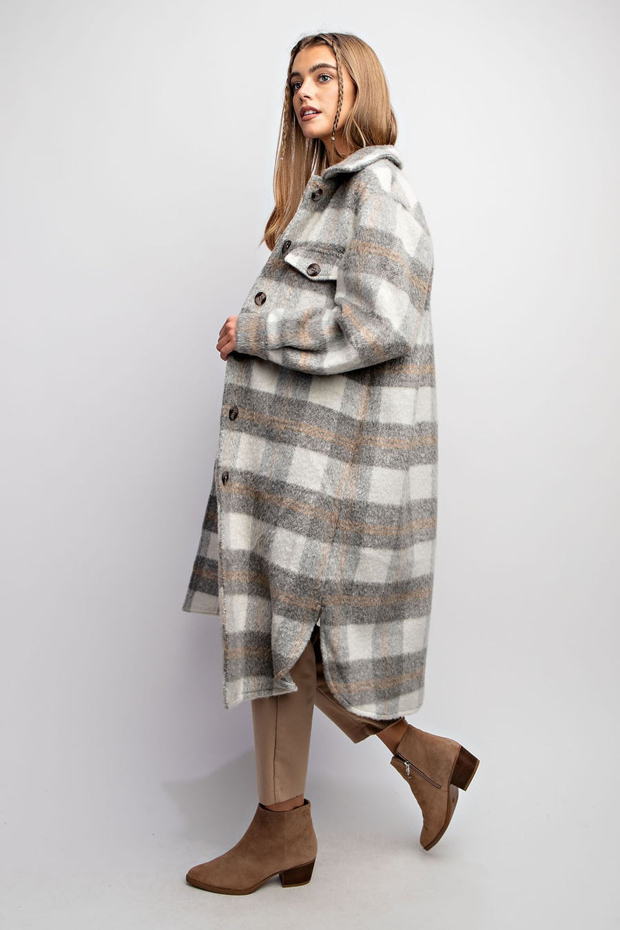 Adanac Shores | Oversized Plaid Jacket | Grey