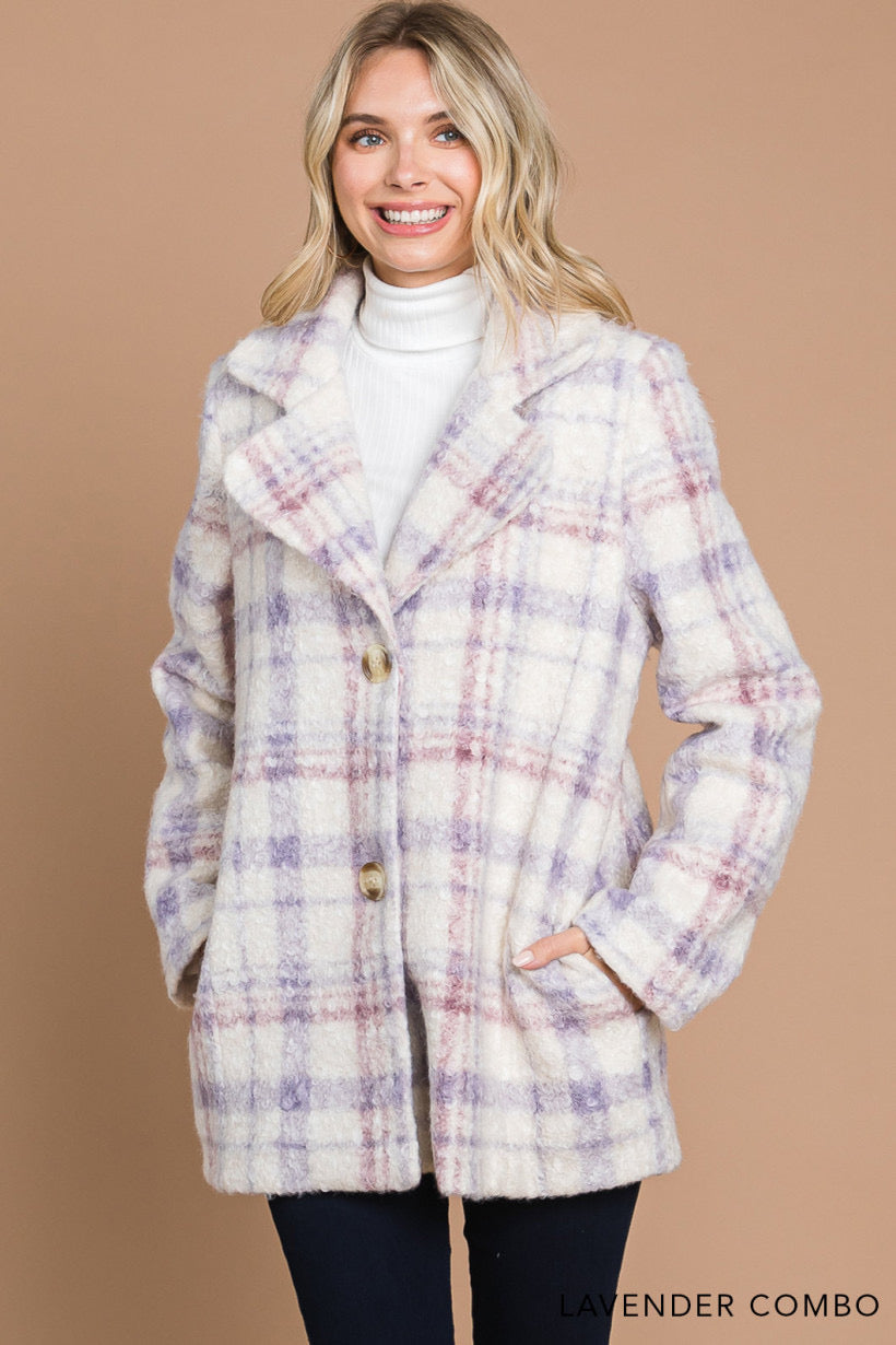 Chalet Escape | Brushed Plaid Tailored Jacket | Lavender Combo