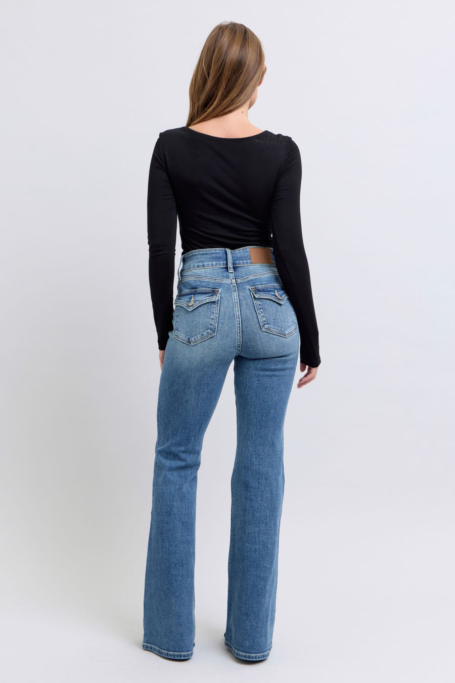 Halftime Show | High Waist Two Button Flare Jeans with Tint (Judy Blue Style 82630)