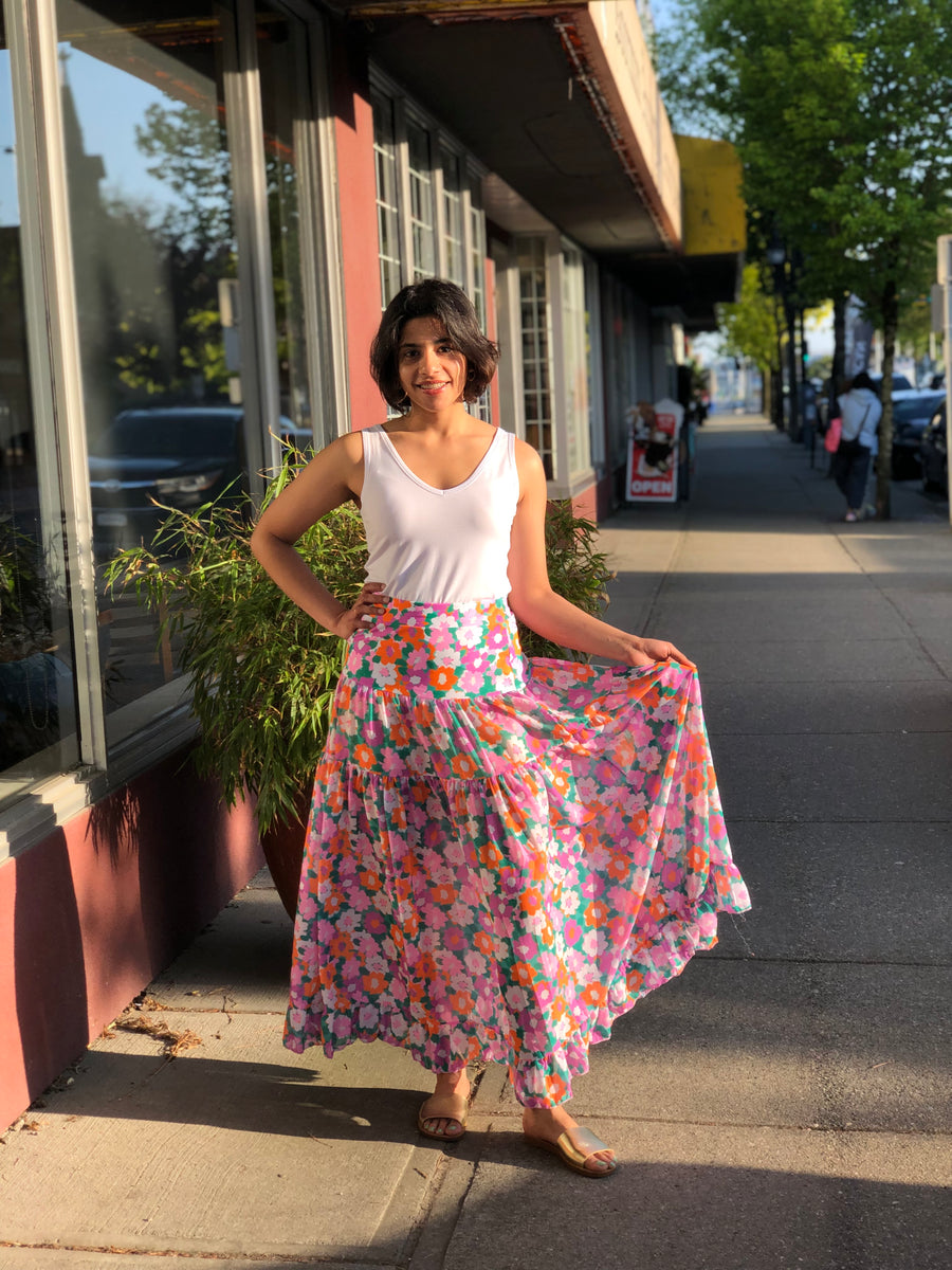 Amalfi Blooms | Swim Cover Up Skirt | Warm Flora