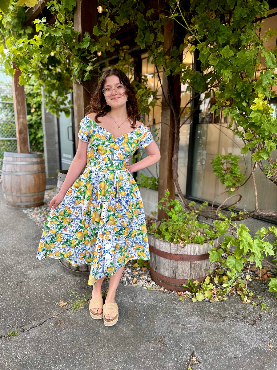 Lily | Light Blue Off Shoulder Swing Dress | Mediterranean Lemon