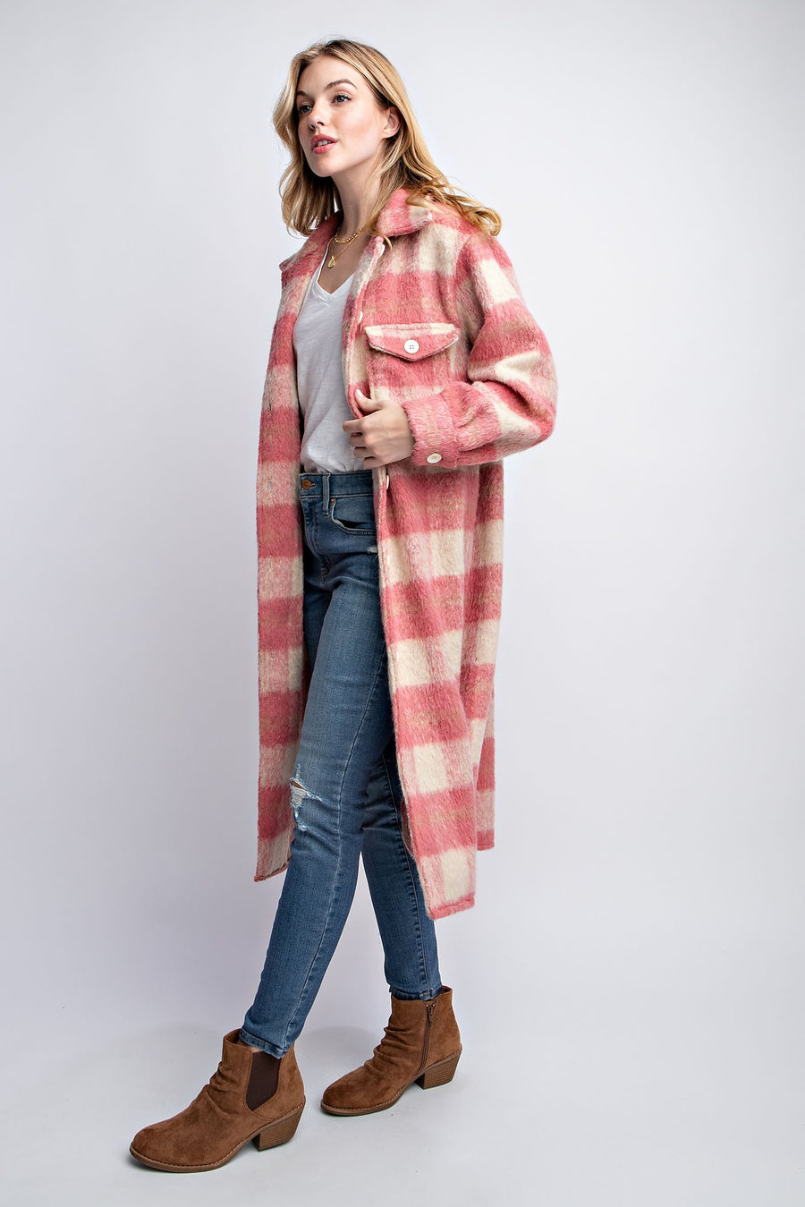 Adanac Shores | Oversized Plaid Jacket | Pink