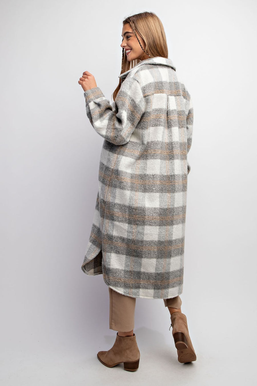 Adanac Shores | Oversized Plaid Jacket | Grey