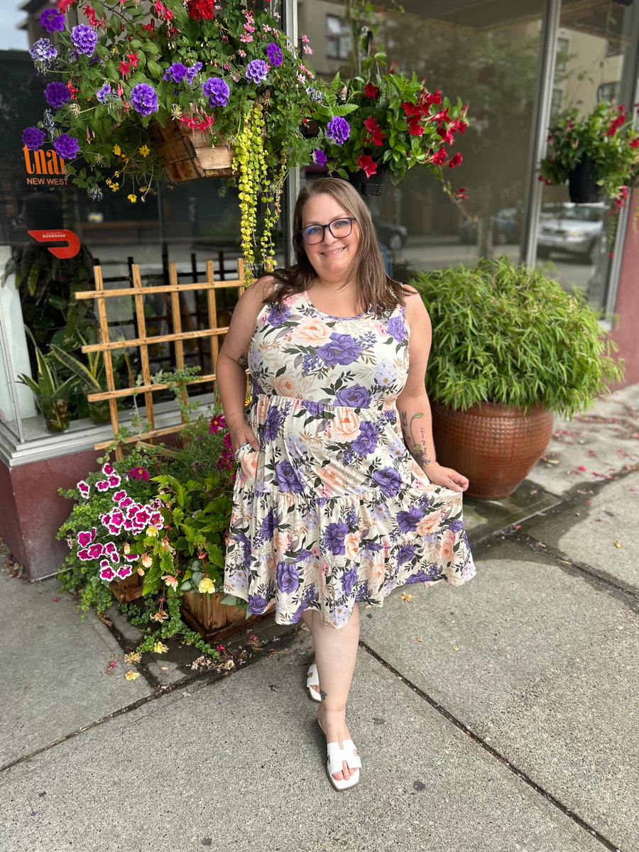 Alena Tiered Dress | Purple Floral