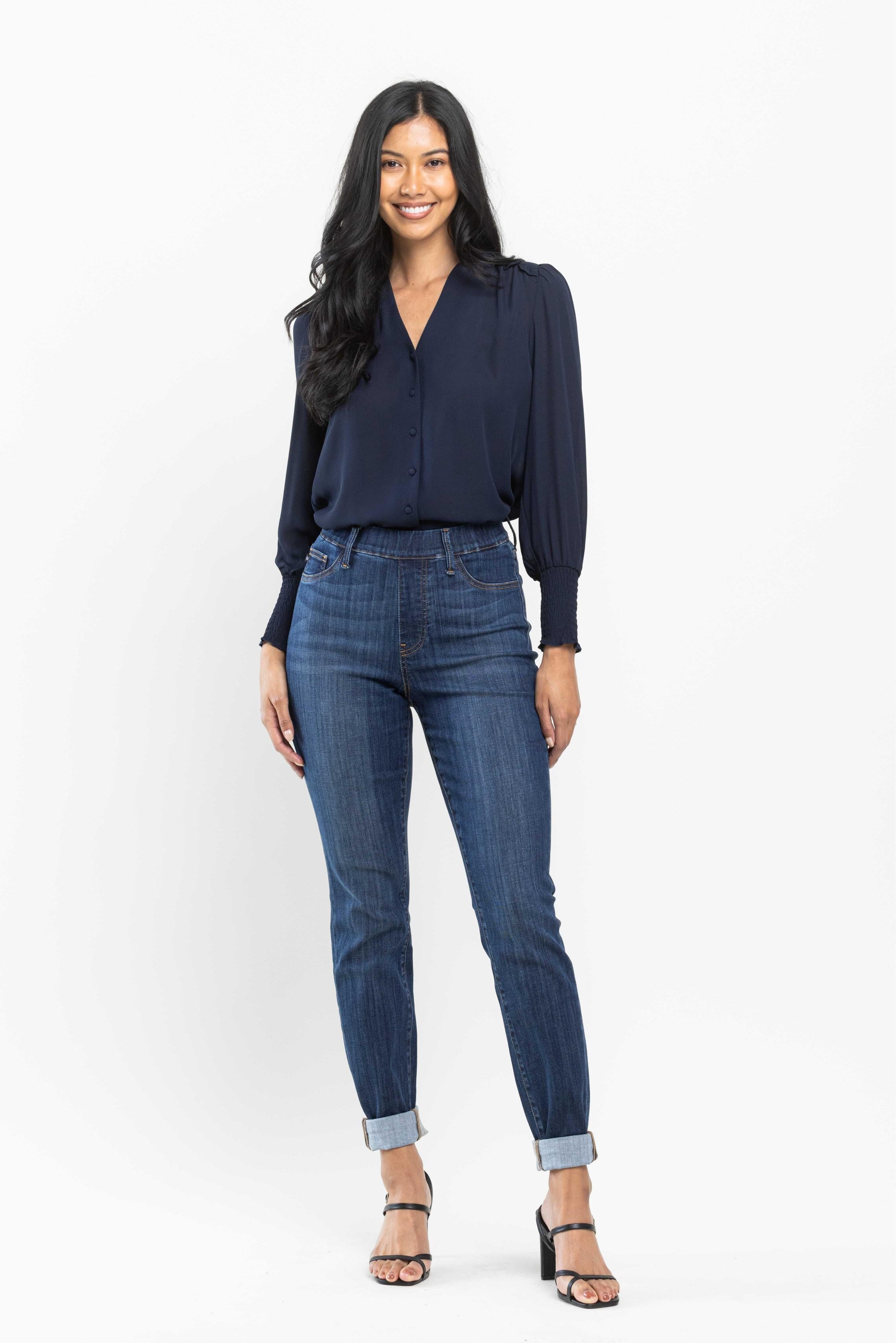 Jennifer | High Waist Pull On Double Cuff Slim Fit (Judy Blue 88750 ...