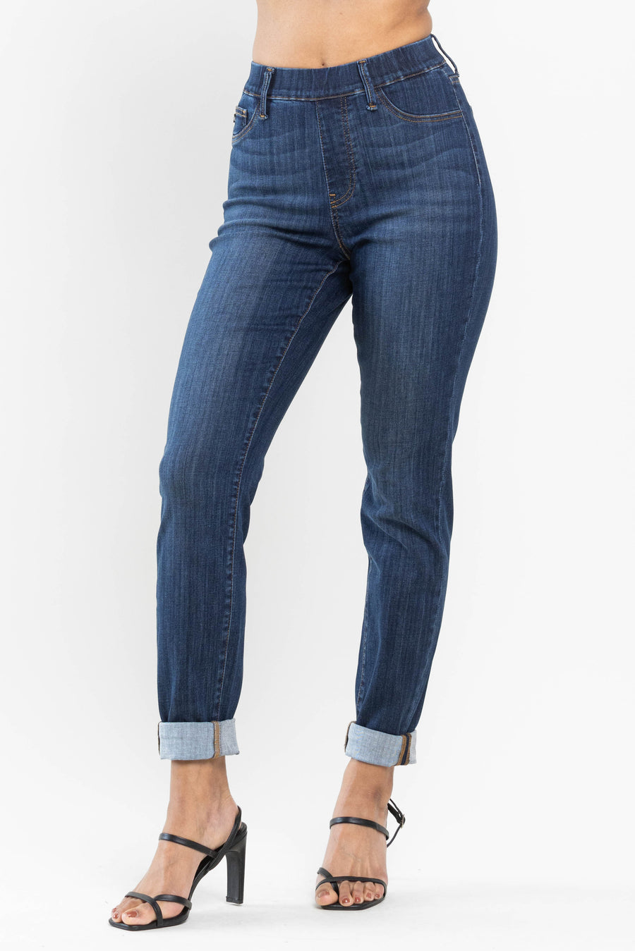 Jennifer | High Waist Pull On Double Cuff Slim Fit (Judy Blue 88750)