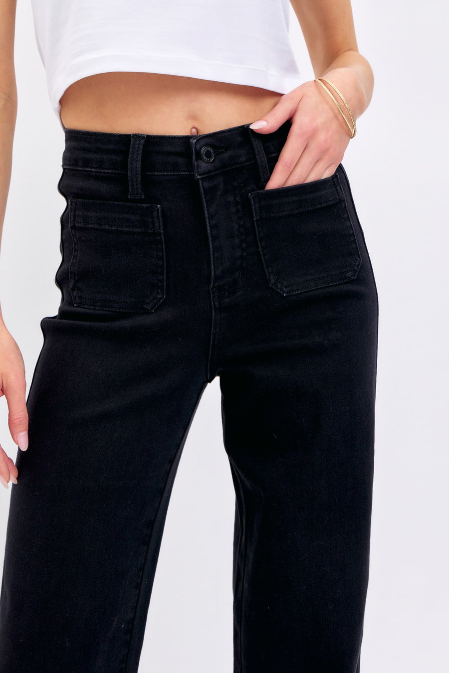 Nicole | High Waist Patch Pocket Straight Leg Jean