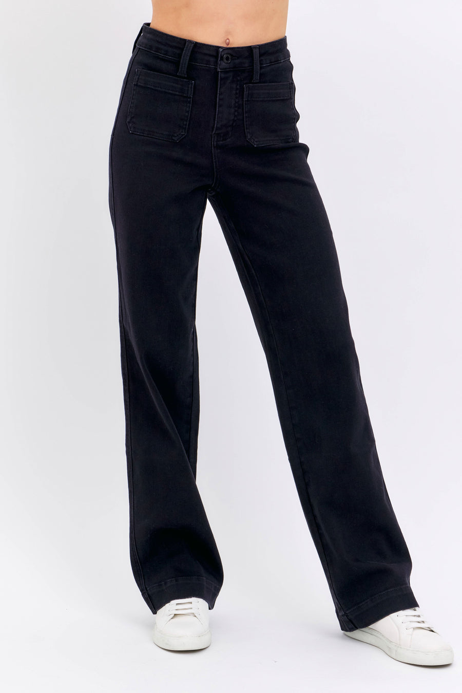 Nicole | High Waist Patch Pocket Straight Leg Jean