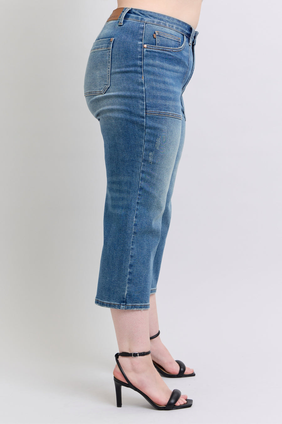 Crop It Like It's Hot | High Waist Crop Wide Leg With Utility Pockets (Judy Blue Style 88904)