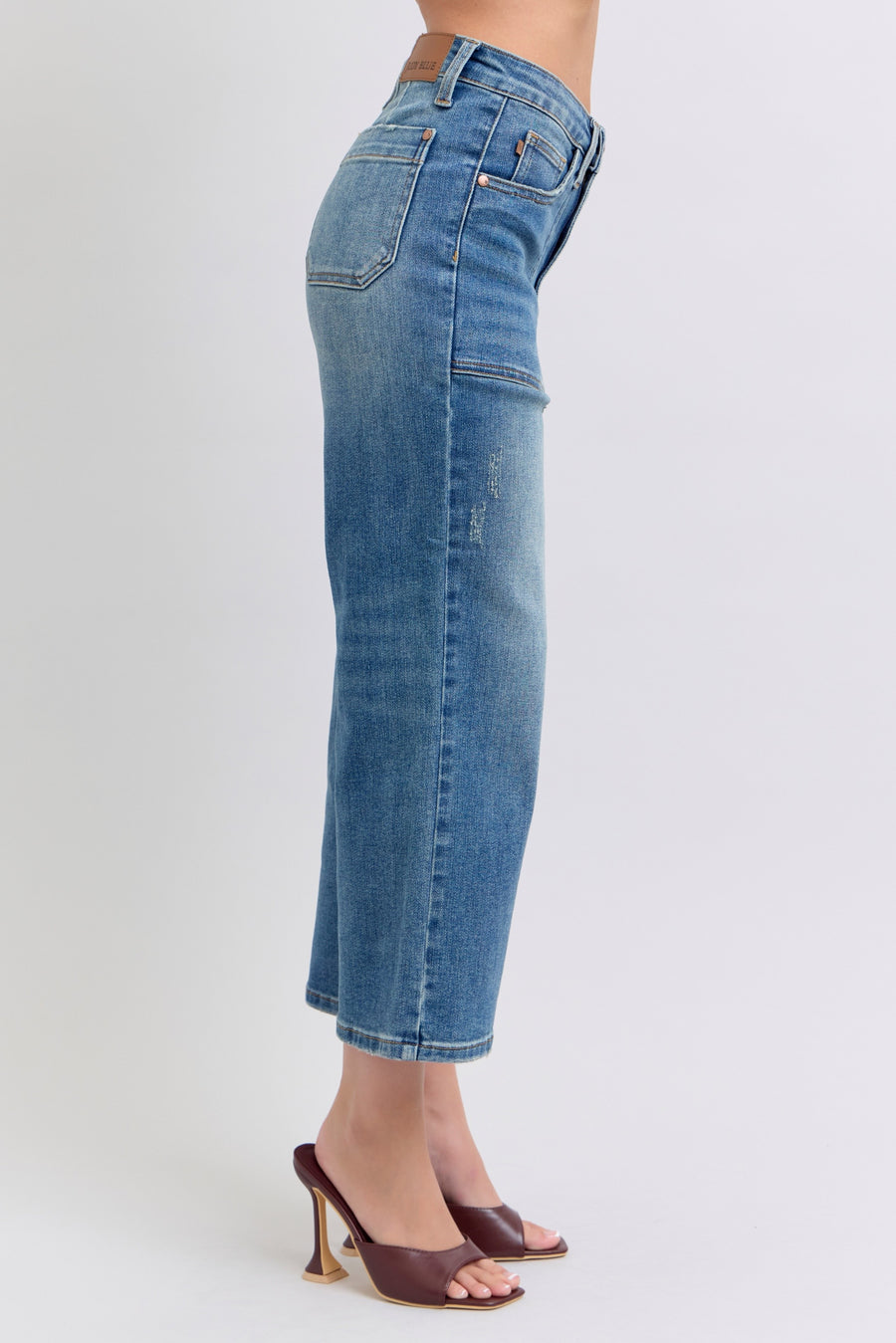 Crop It Like It's Hot | High Waist Crop Wide Leg With Utility Pockets (Judy Blue Style 88904)