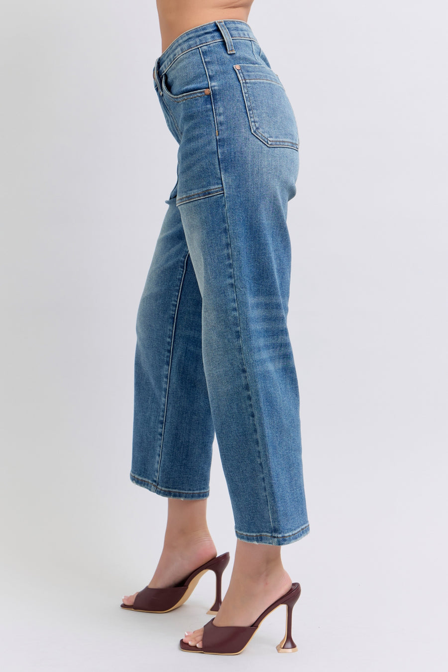 Crop It Like It's Hot | High Waist Crop Wide Leg With Utility Pockets (Judy Blue Style 88904)