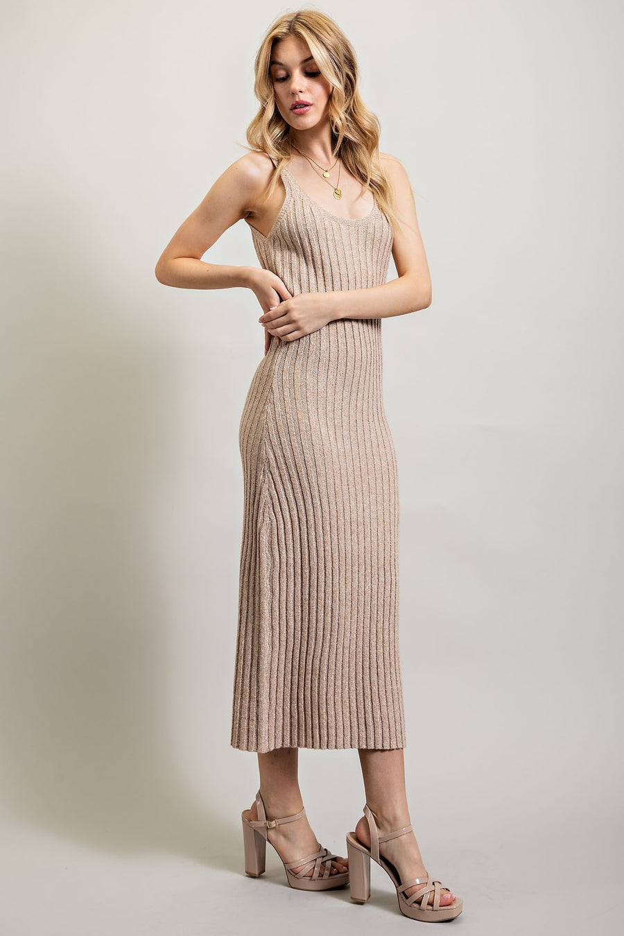 Willow | Ribbed-Knit Maxi Dress | Taupe