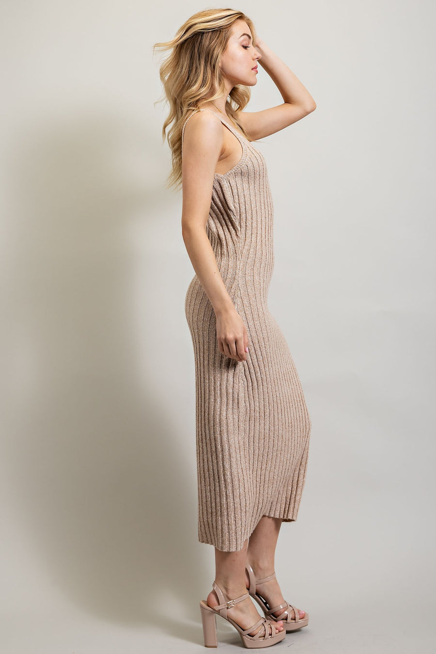 Willow | Ribbed-Knit Maxi Dress | Taupe